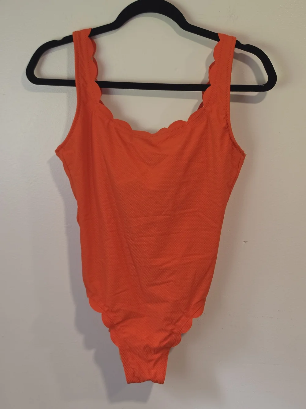J. Crew Bright Orange Scalloped One-Piece Swimsuit Women's Size 2